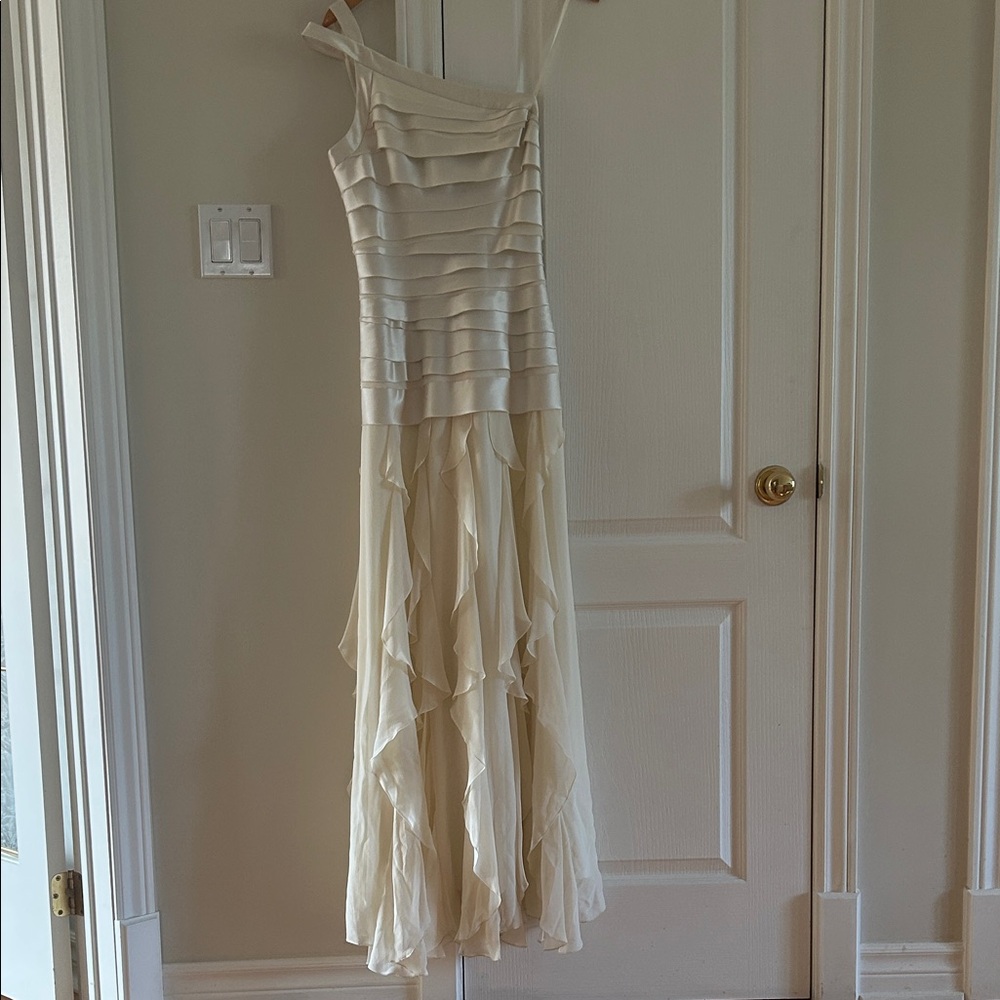 BCBGMaxAzria Cream One Shoulder Dress